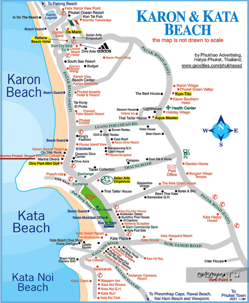 Map of Kata and Karon Beaches
