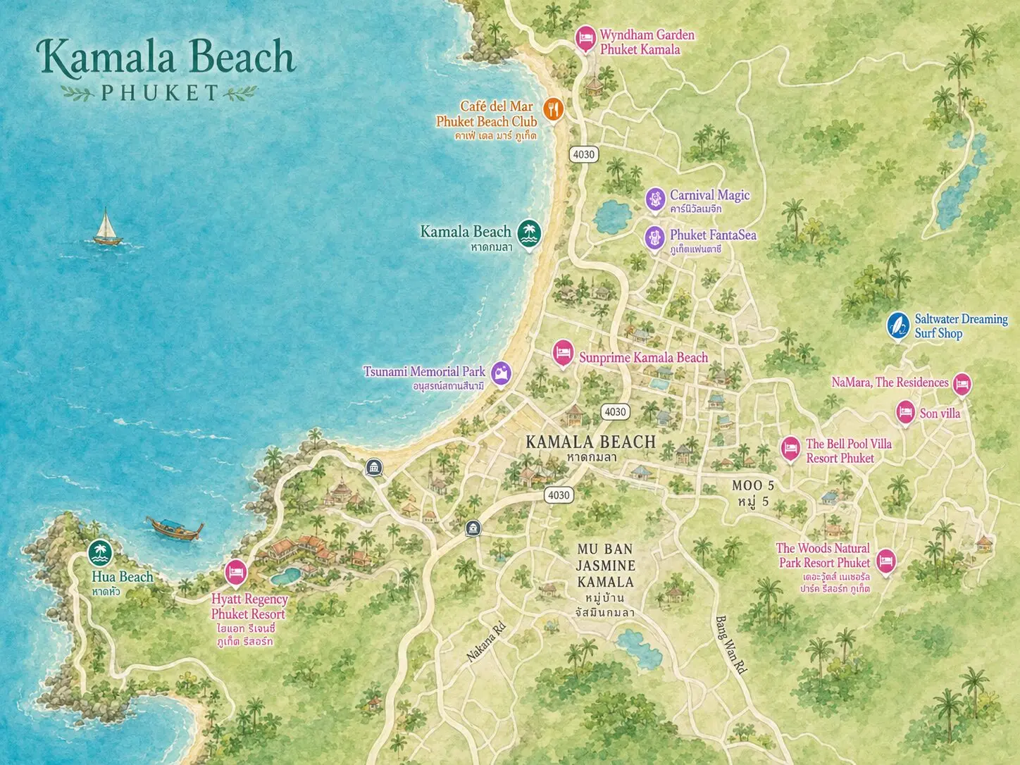 Kamala Beach Map